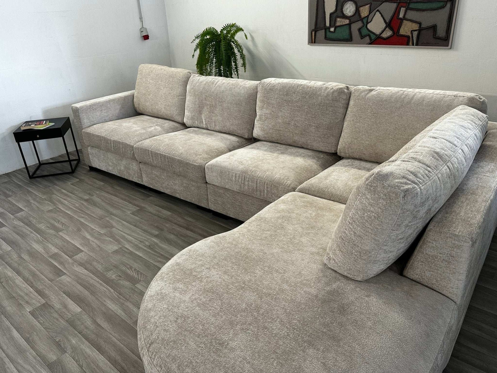 XXL Ecksofa L - Form in Teddy Creme / Beige - POLSTEROASE