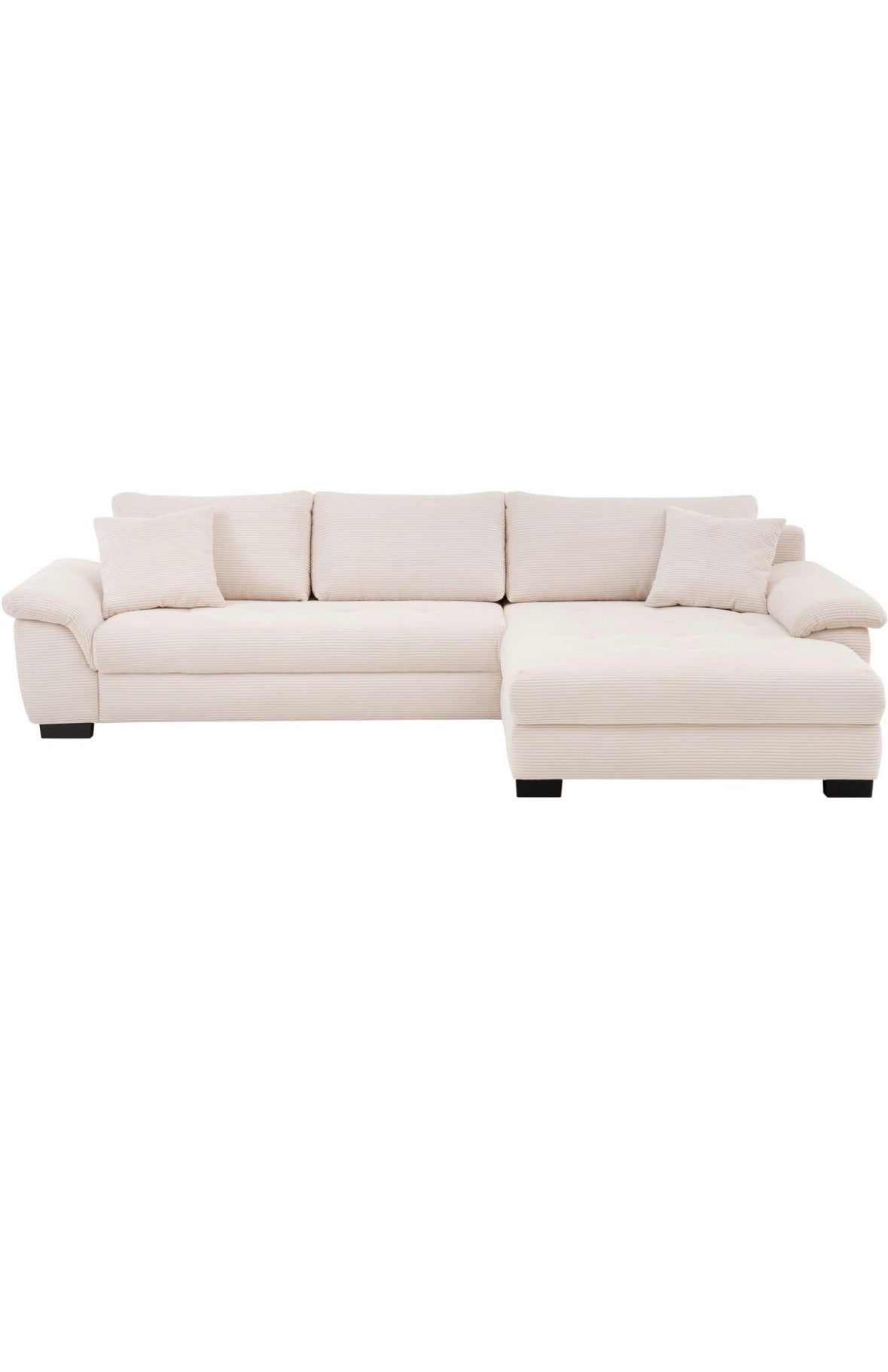 Ecksofa L - Form mit Schlaffunktion + BK in Cord Beige - POLSTEROASE