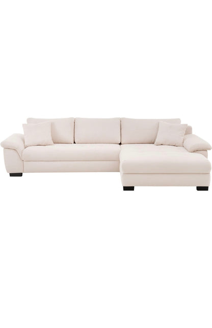 Ecksofa L - Form mit Schlaffunktion + BK in Cord Beige - POLSTEROASE