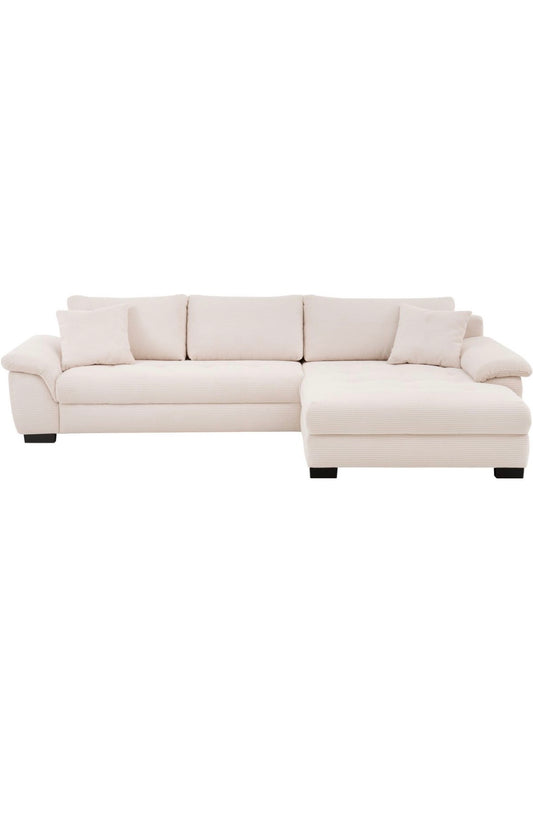 Ecksofa L - Form mit Schlaffunktion + BK in Cord Beige - POLSTEROASE
