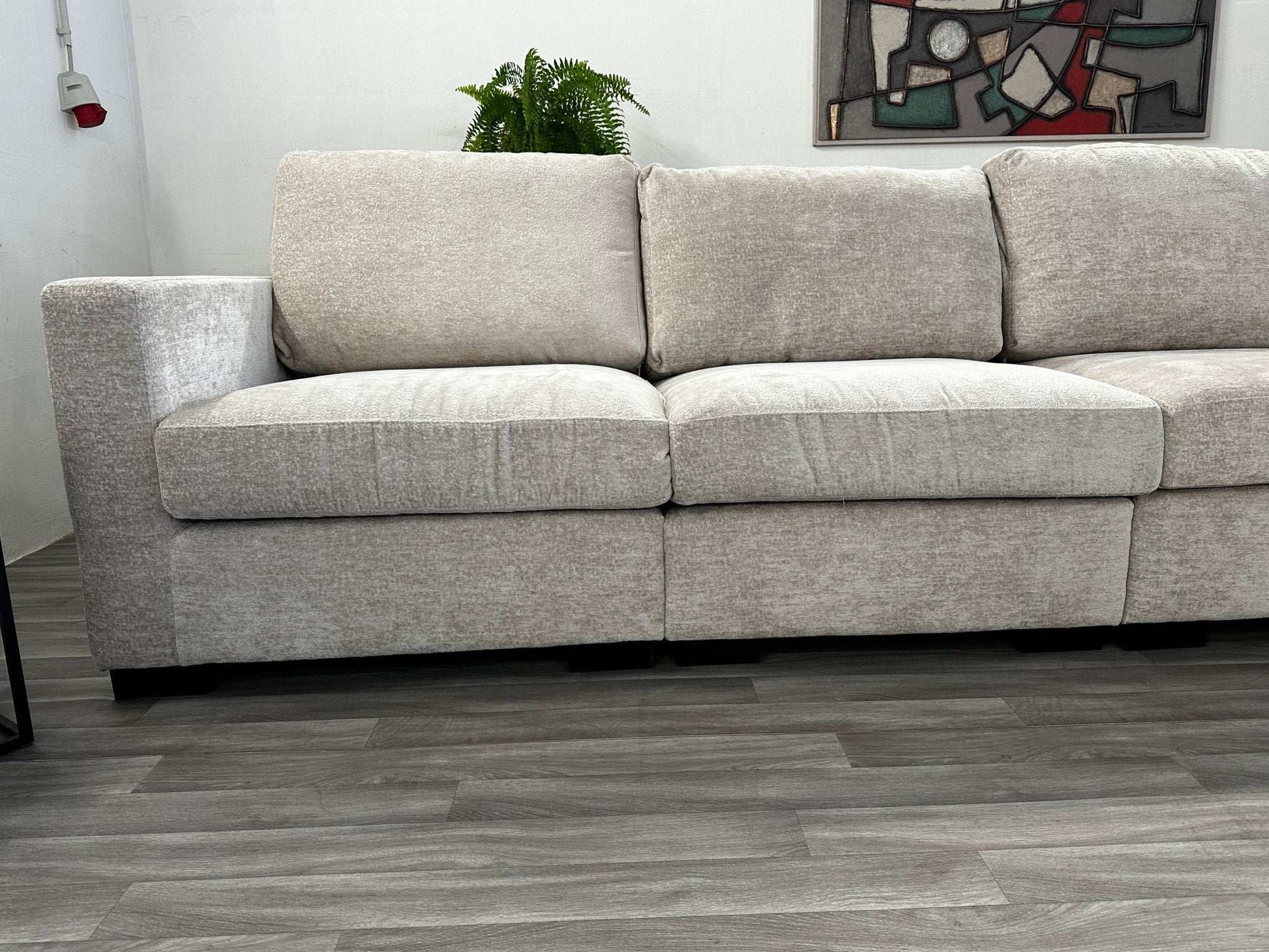 XXL Ecksofa L - Form in Teddy Creme / Beige - POLSTEROASE