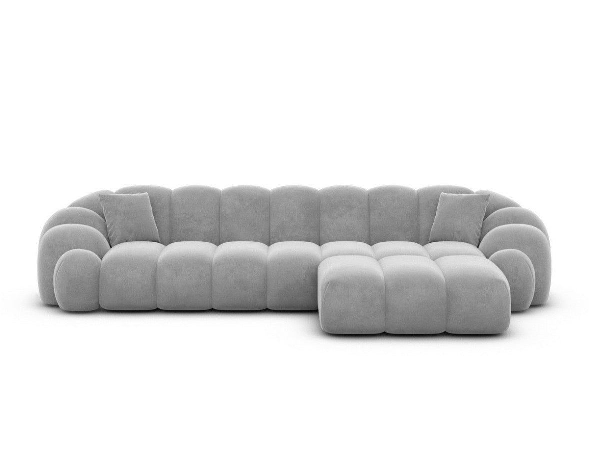 Ecksofa in Samt Light Grey, 299 cm Breite | PolsterOase