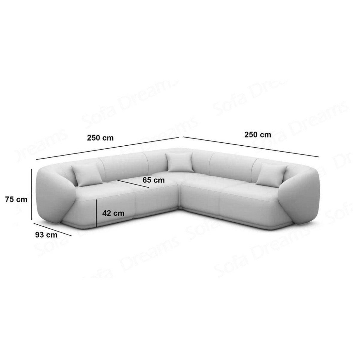 Ecksofa in Samt Beige, 250 cm Breite | PolsterOase