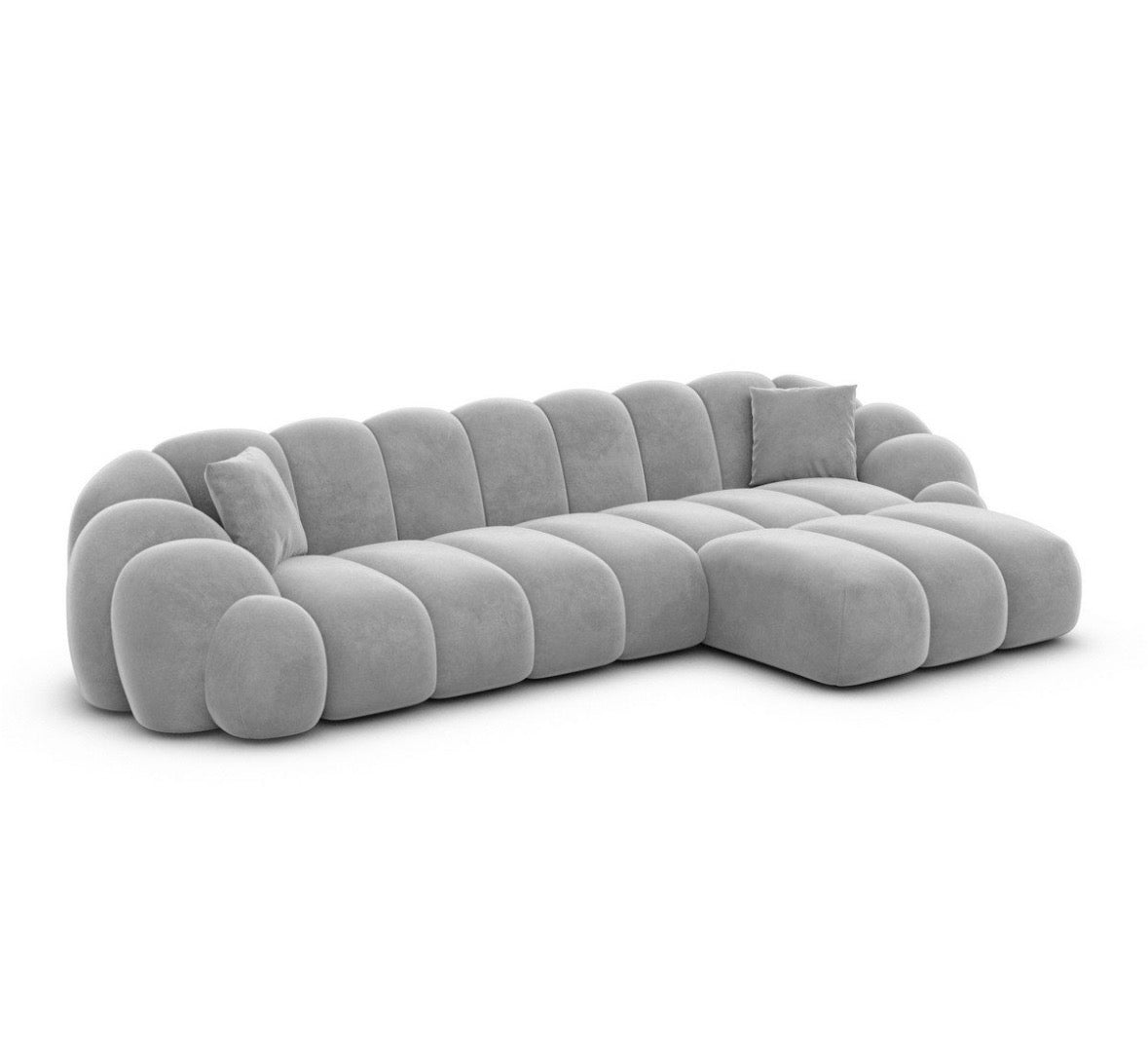 Ecksofa in Samt Light Grey, 299 cm Breite | PolsterOase