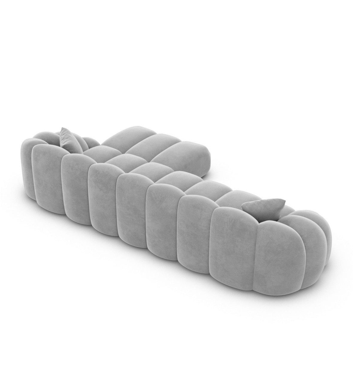 Ecksofa in Samt Light Grey, 299 cm Breite | PolsterOase