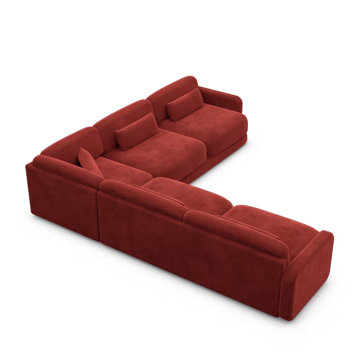 Ecksofa in Samt Rot, 229 cm Breite | PolsterOase