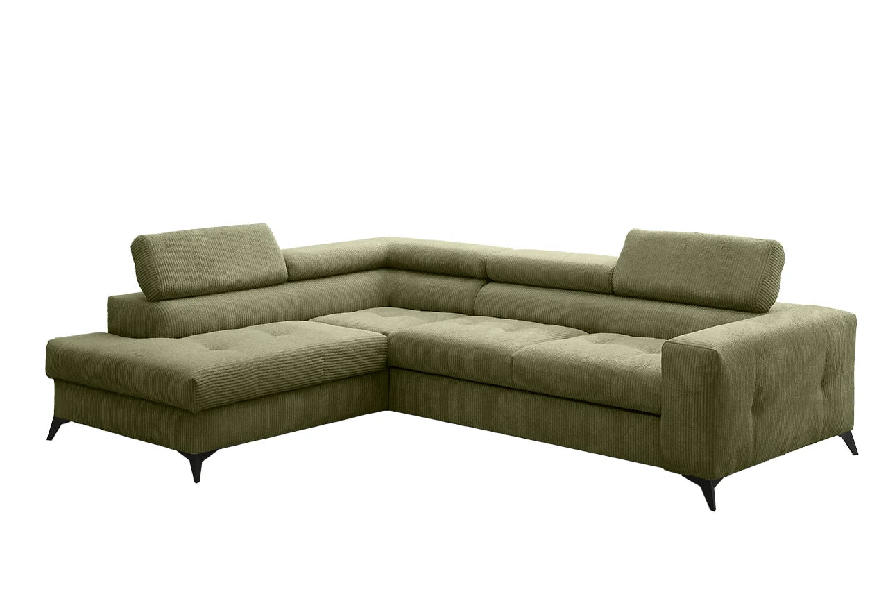 Ecksofa Anafi in Cord, 271 cm Breite #Variant_Grün-Links