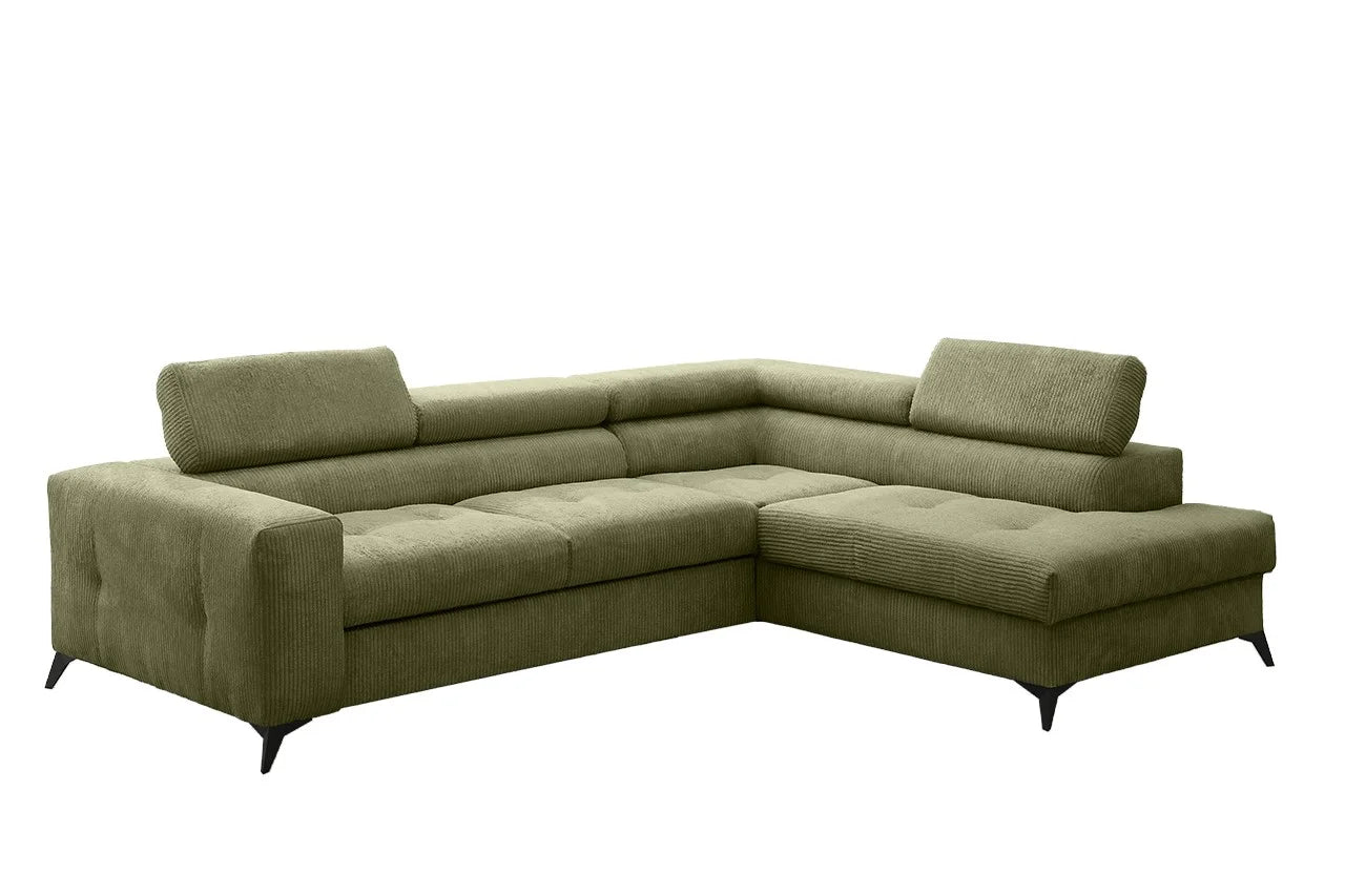 Ecksofa Anafi in Cord, 271 cm Breite #Variant_Grün-Rechts