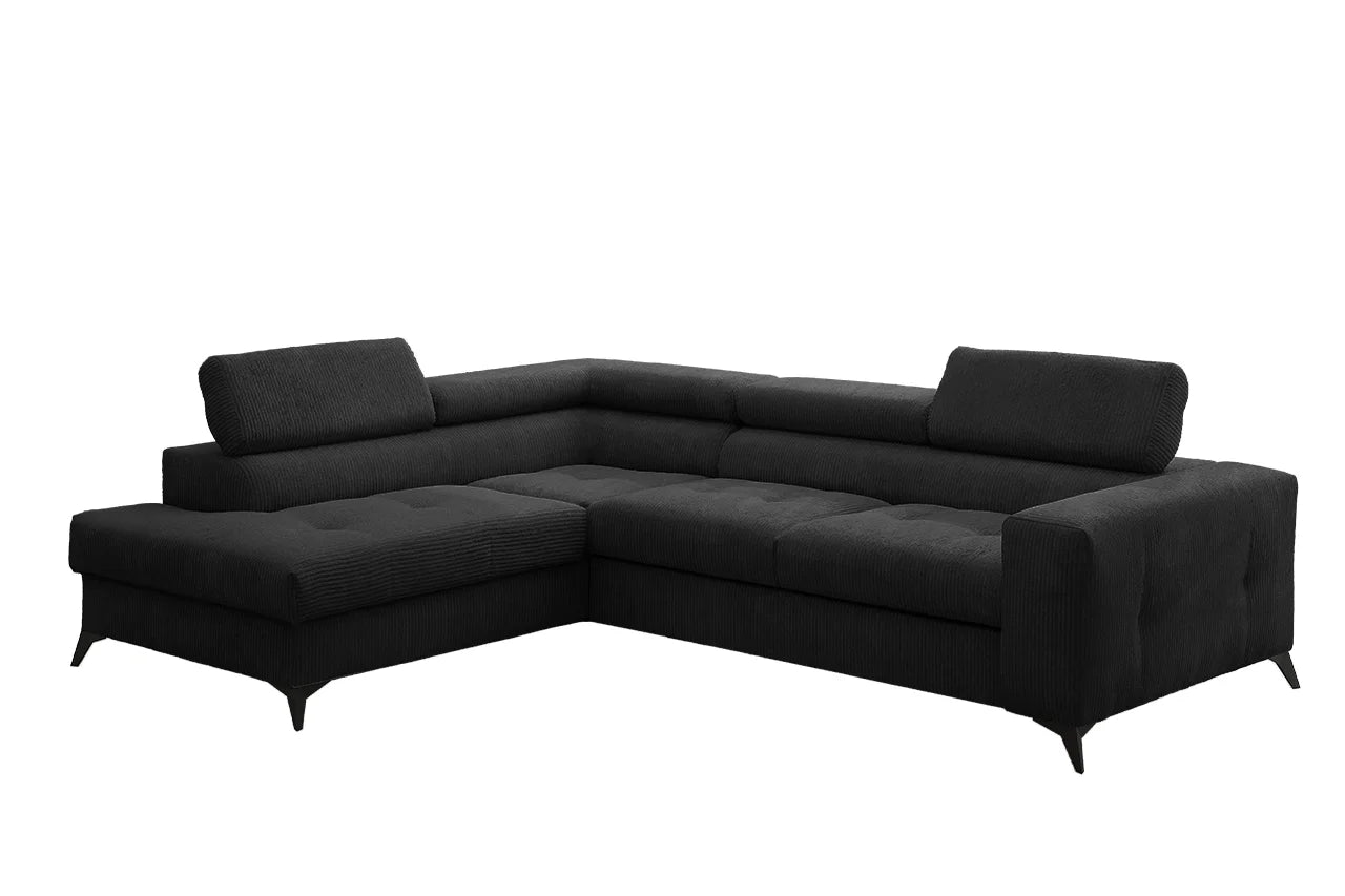 Ecksofa Anafi in Cord, 271 cm Breite #Variant_Schwarz-Links