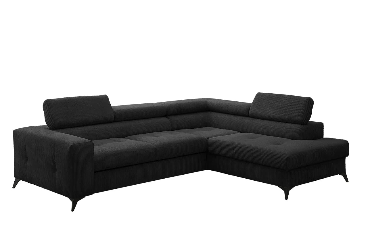 Ecksofa Anafi in Cord, 271 cm Breite #Variant_Schwarz-Rechts