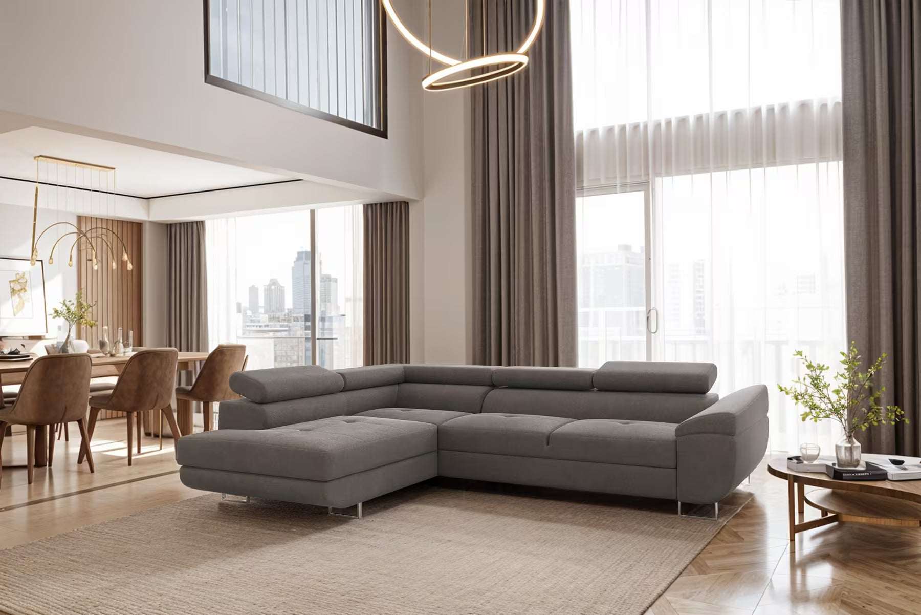 Ecksofa Falio in Microfaser, 275 cm Breite #Variant_Grau-Links
