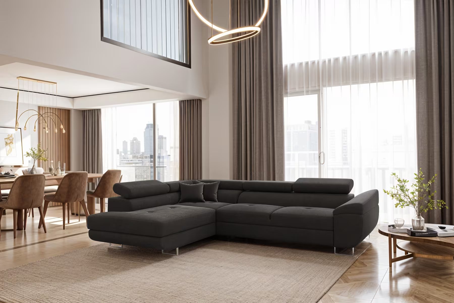 Ecksofa Falio in Microfaser, 275 cm Breite #Variant_Graphit-Links