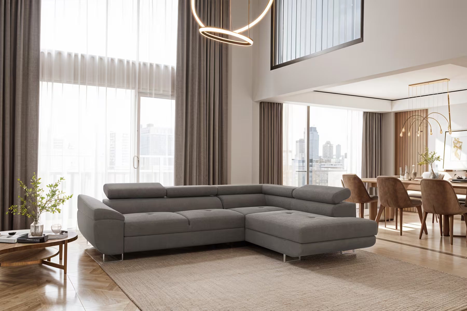 Ecksofa Falio in Microfaser, 275 cm Breite #Variant_Grau-Rechts