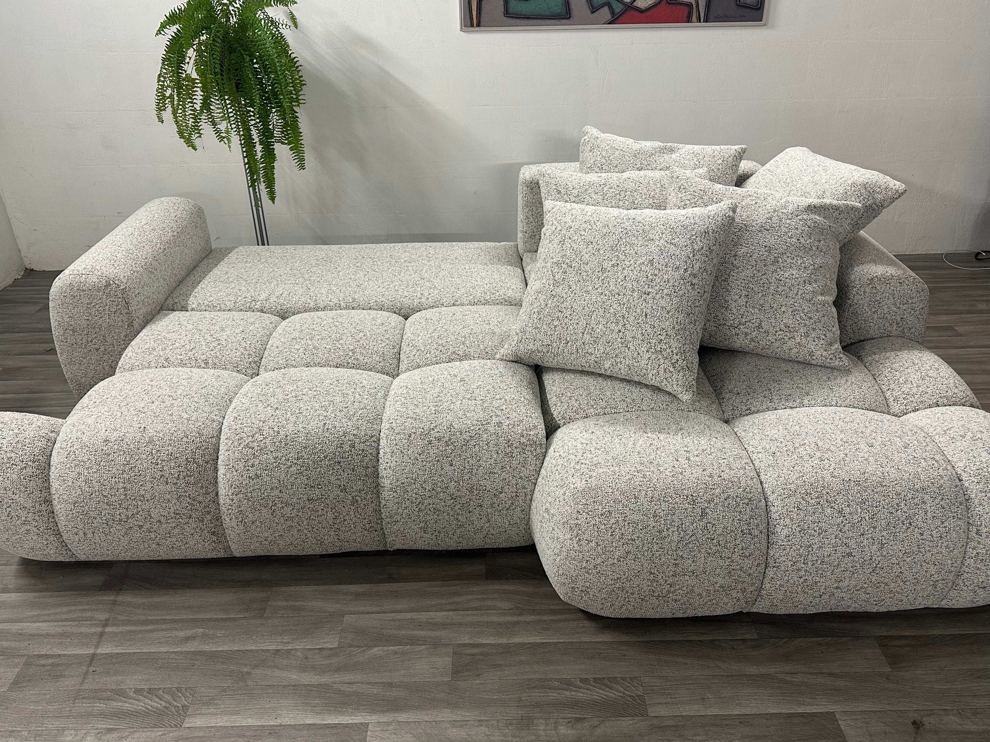 Bubble Sofa mit Schlaffunktion in Webstoff Natur