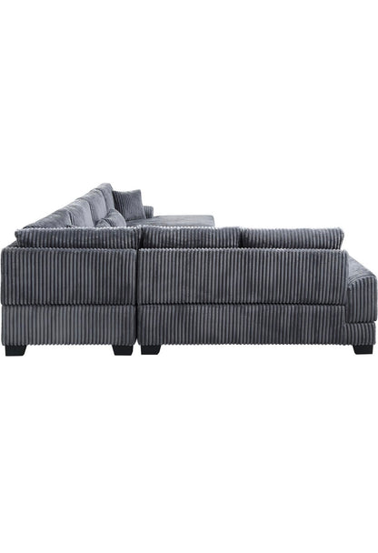 Wohnlandschaft U-Form in Breitcord Anthrazit