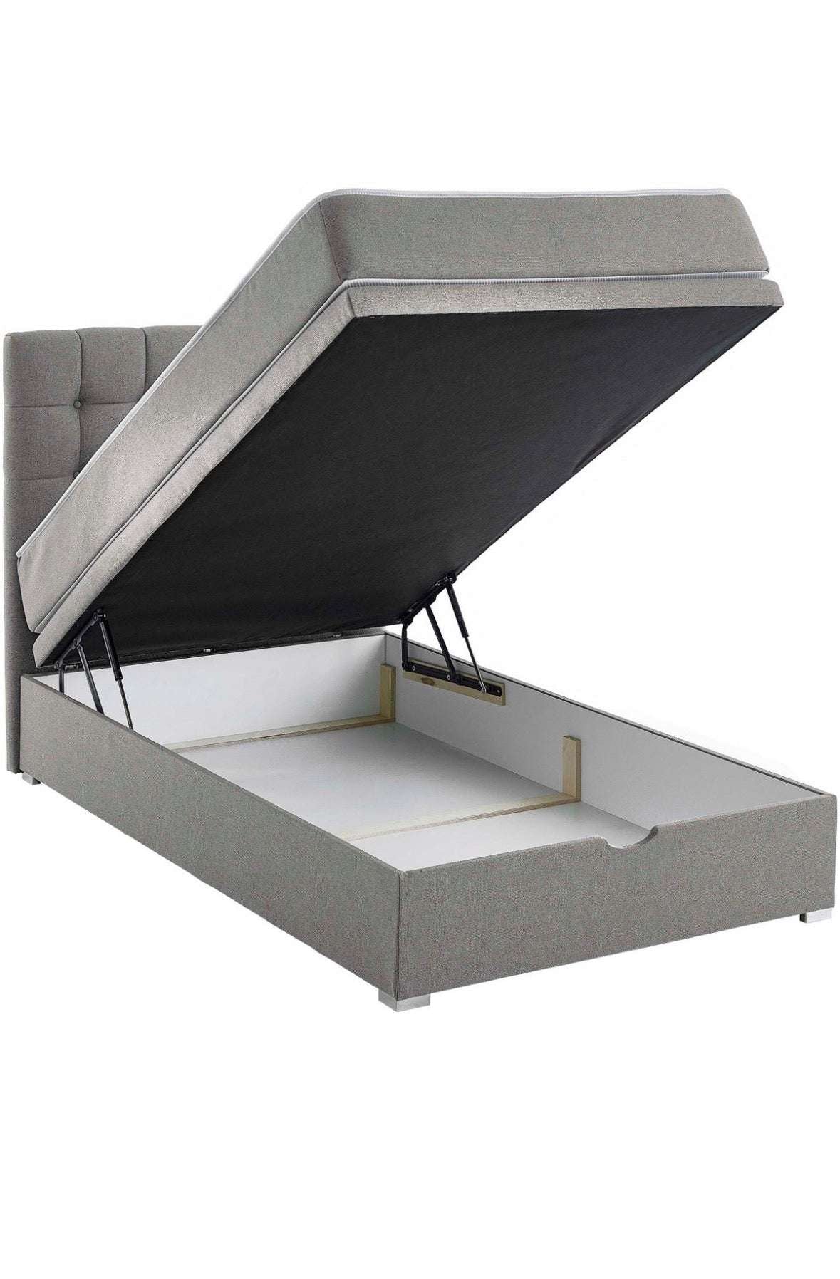 Boxbett 120x200cm mit Taschen - Federkernmatratze in Hellgrau - POLSTEROASE