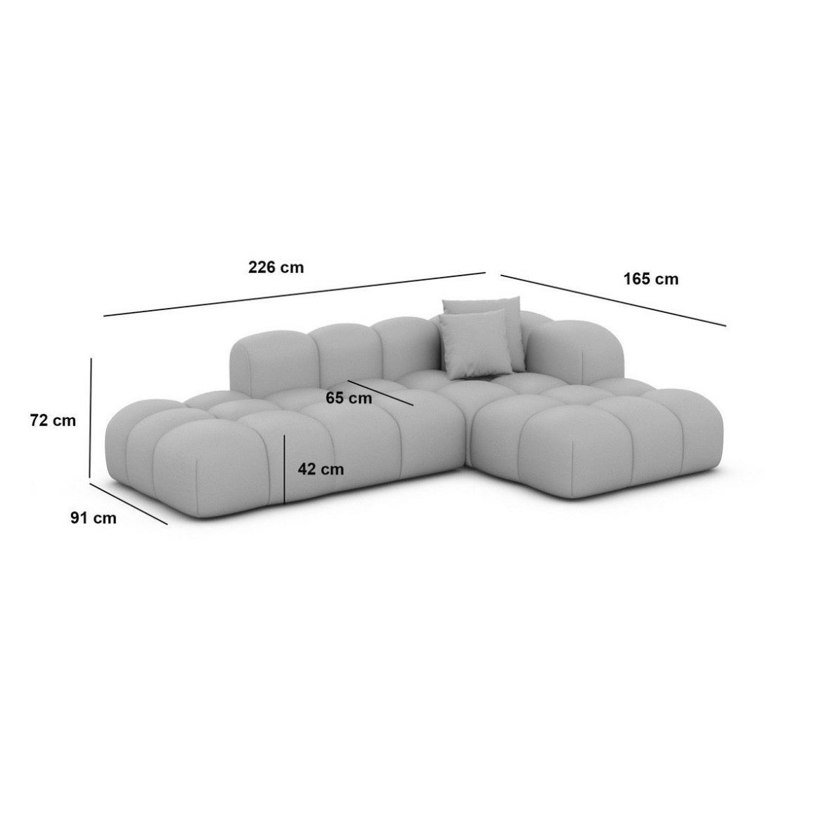 Ecksofa in Samt - 226cm Breite | PolsterOase - POLSTEROASE