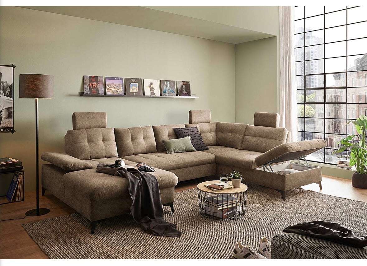 Wohnlandschaft in Webstoff, 324cm Breit | PolsterOase