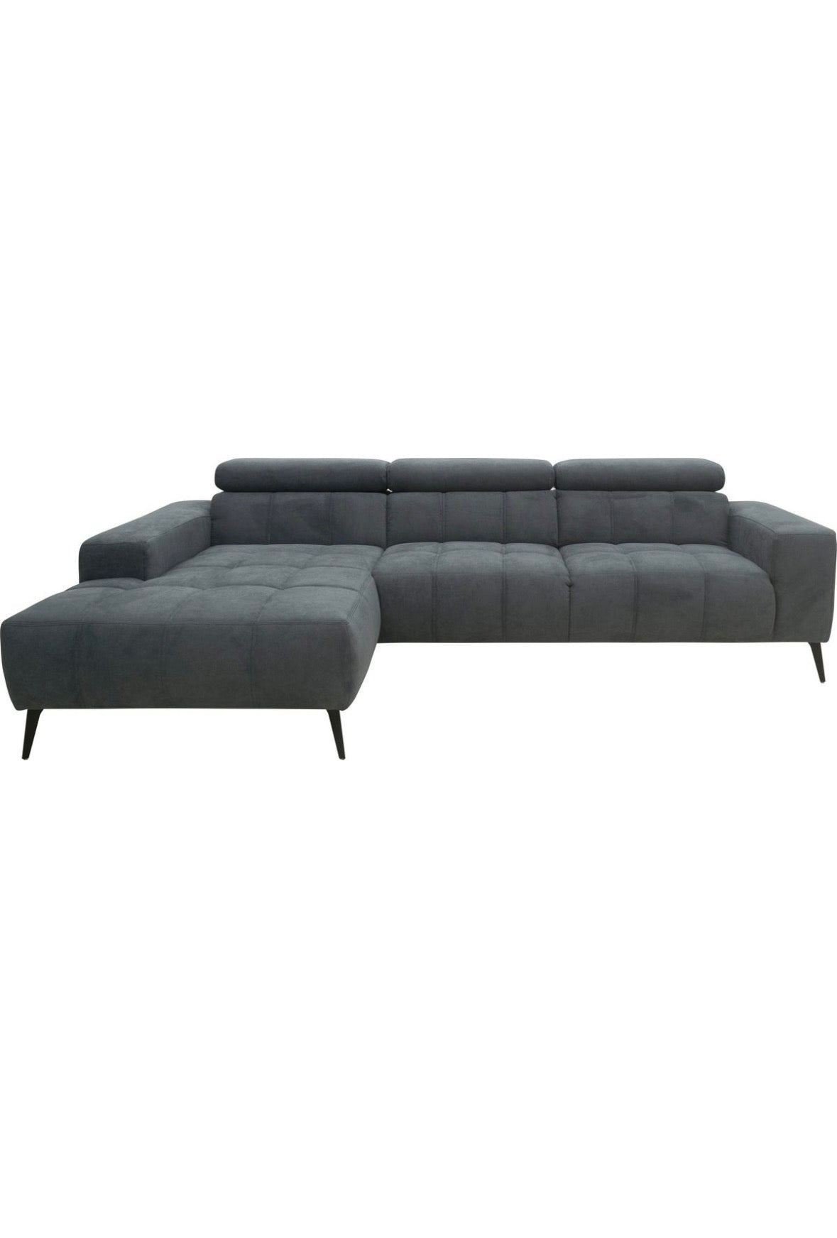 Modernes Ecksofa L - Form in Webstoff Dunkelgrau - POLSTEROASE