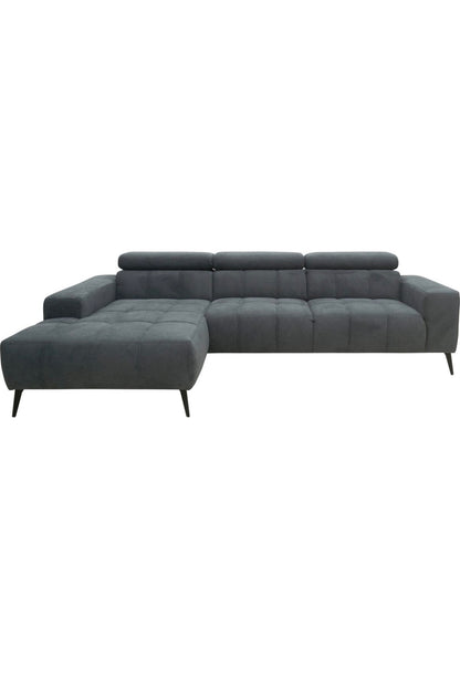 Modernes Ecksofa L - Form in Webstoff Dunkelgrau - POLSTEROASE