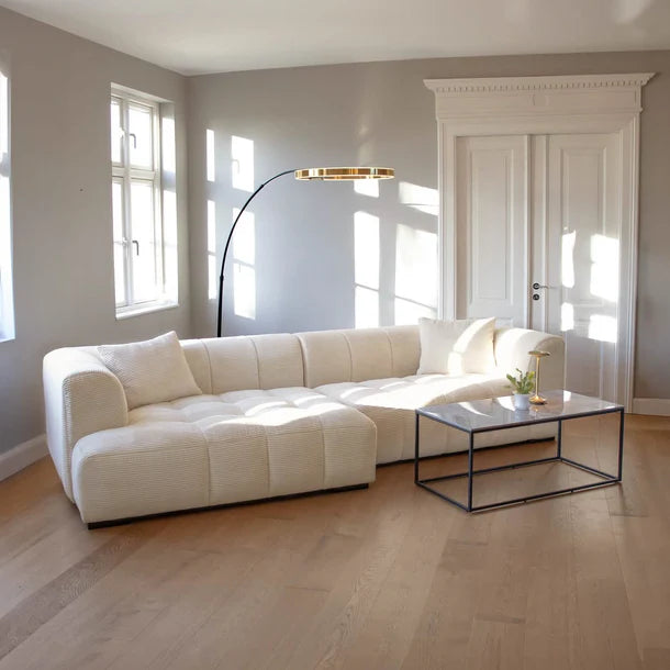 Bora Ecksofa (links) in Breitcord Beige, 304 cm Breite | PolsterOase