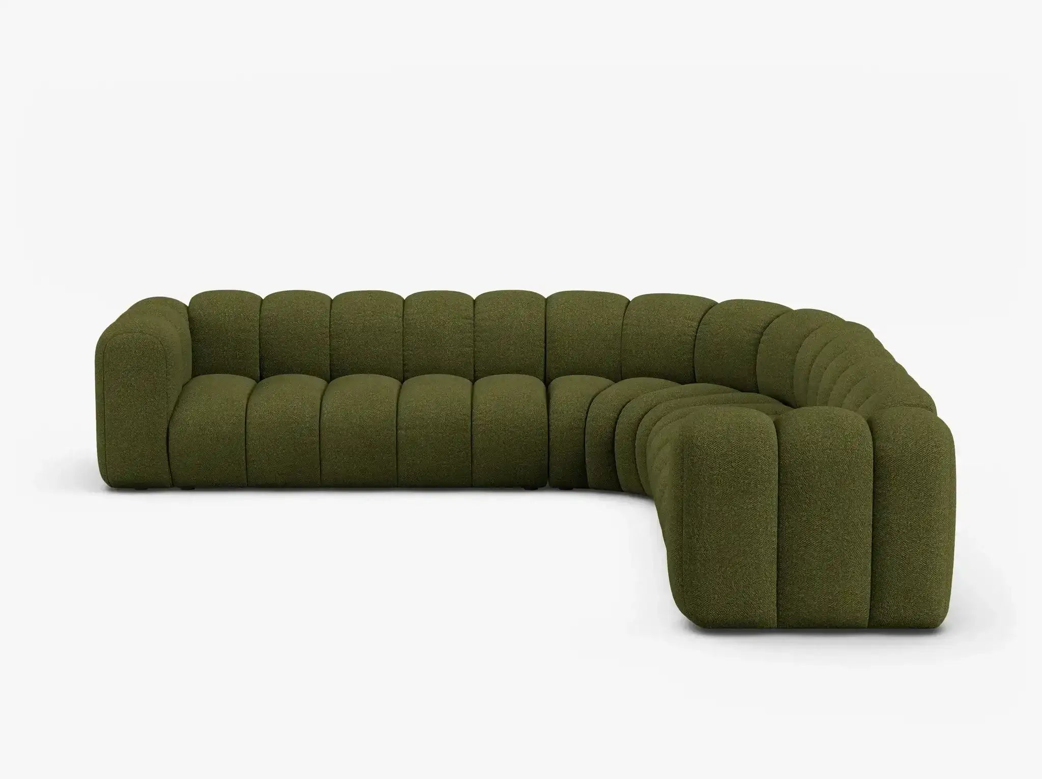 Grandé abgerundes Ecksofa in Bouclé, 280 cm Breite - Modulsofa-4