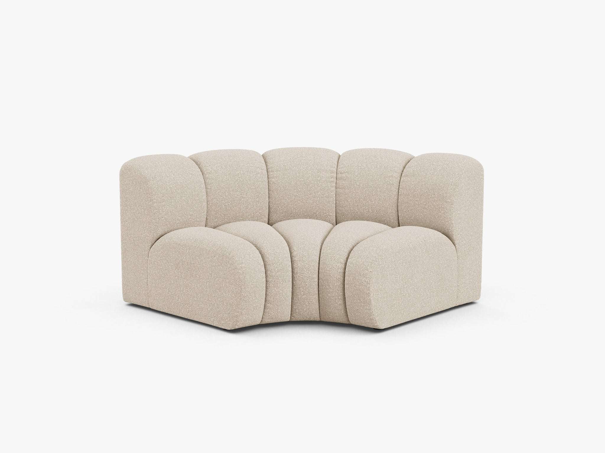 Grandé Eckmodul (rund) in Bouclé, 185 cm Breite - Modulsofa
