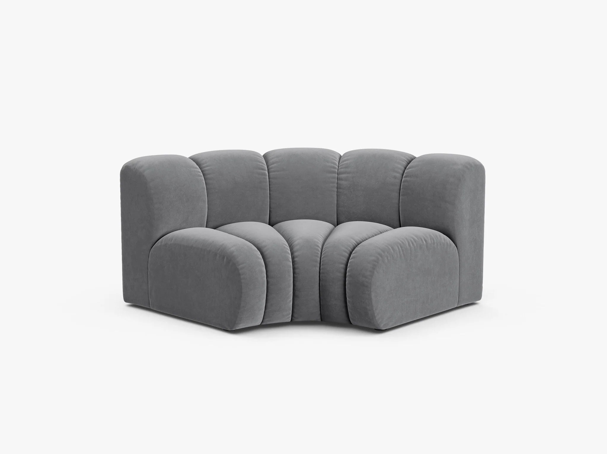 Grandé Eckmodul (rund) in Samt, 185 cm Breite - Modulsofa-2