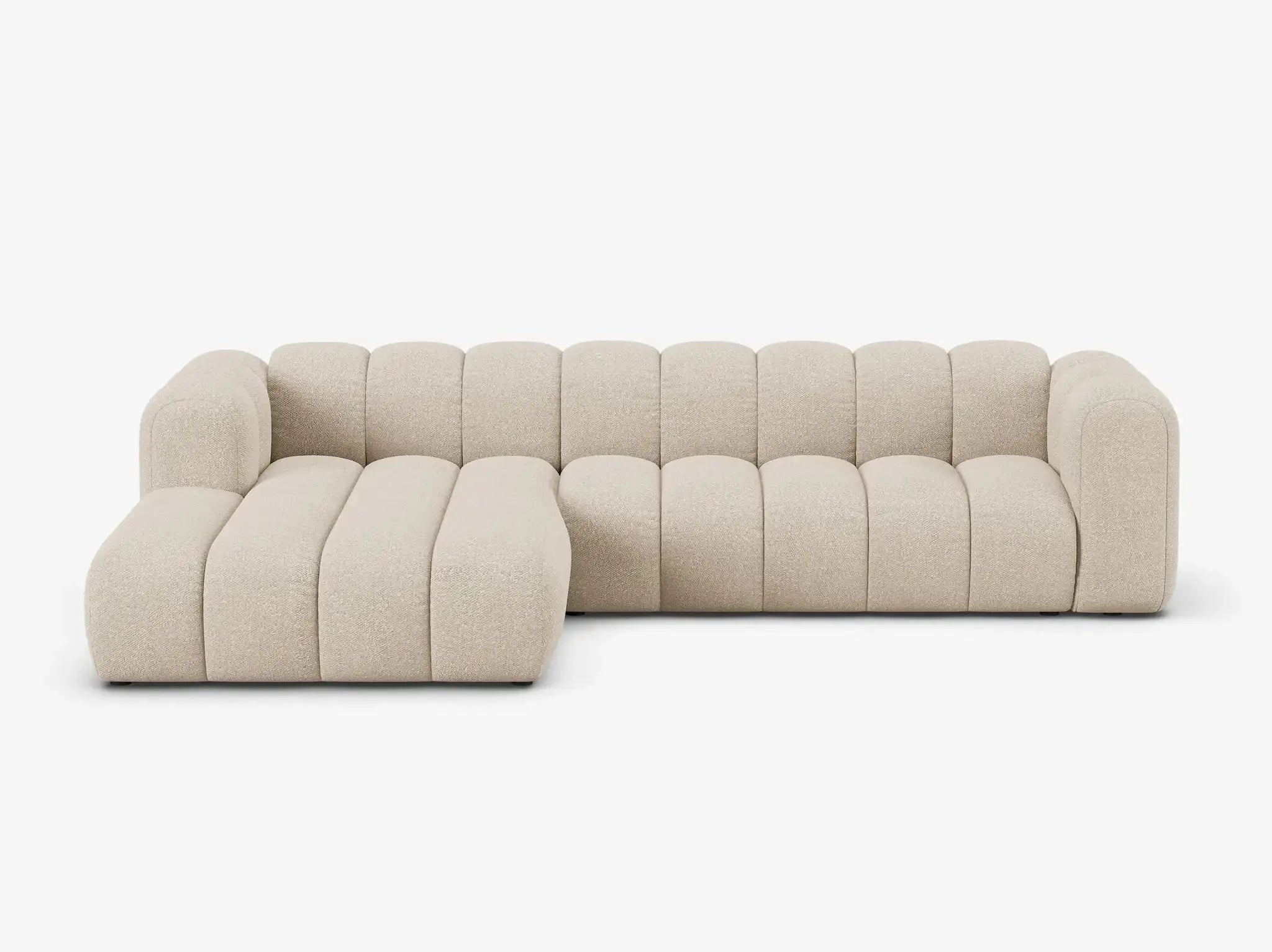 Grandé Ecksofa (links) in Bouclé, 290 cm Breite - Modulsofa