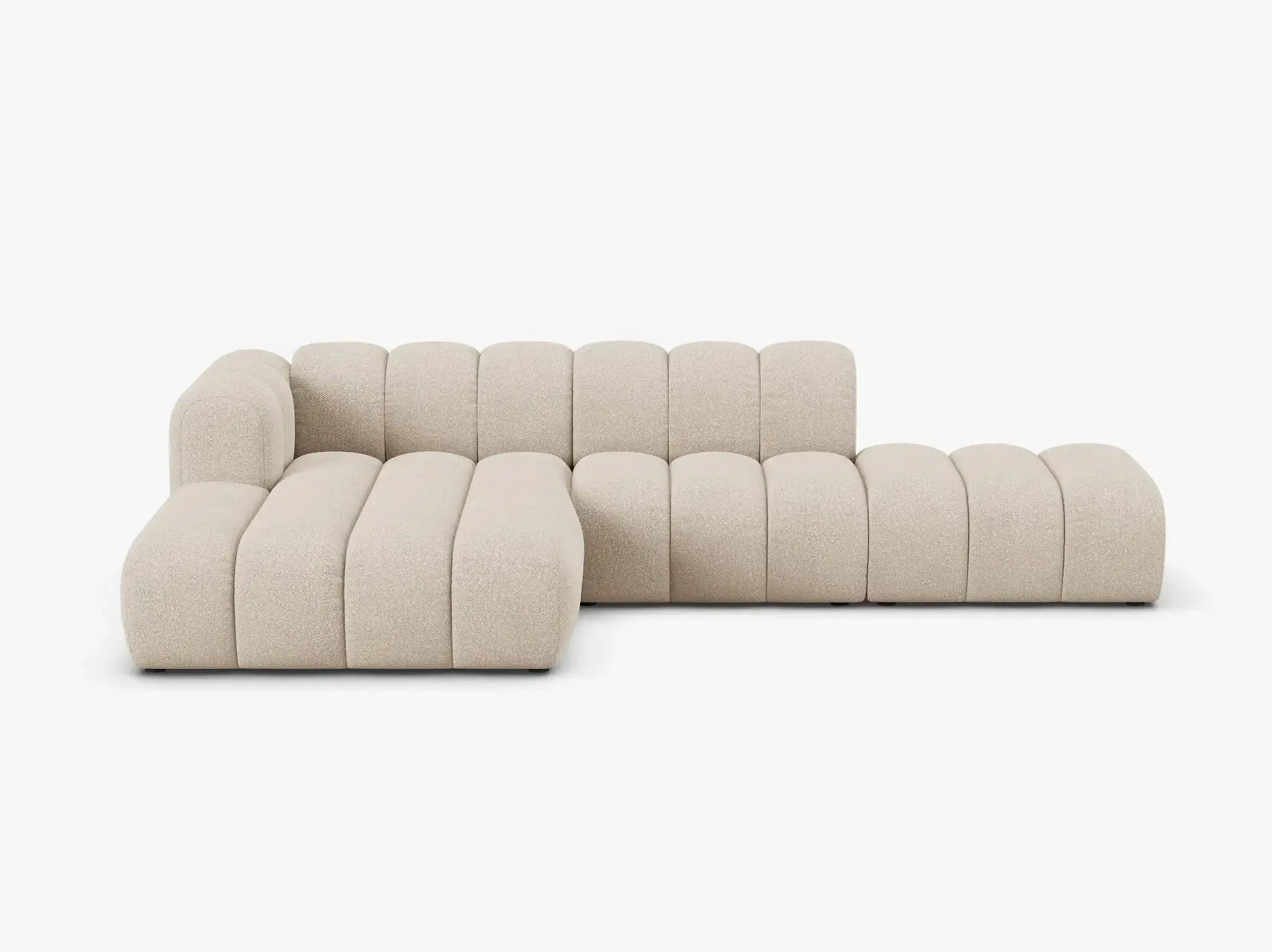 Grandé Ecksofa (links) in Bouclé, 299 cm Breite - Modulsofa