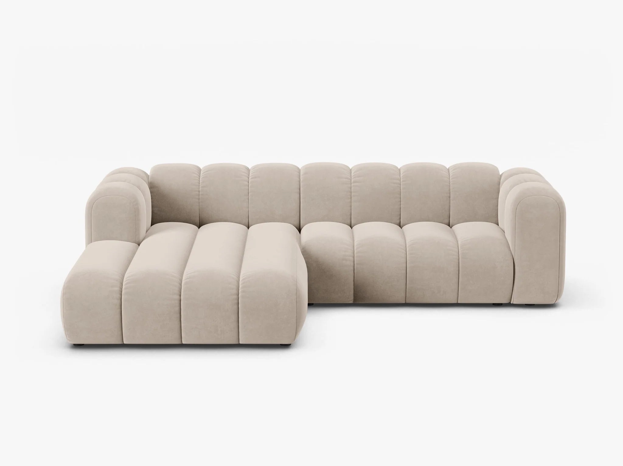Grandé Ecksofa (links) in Samt, 260 cm Breite - Modulsofa