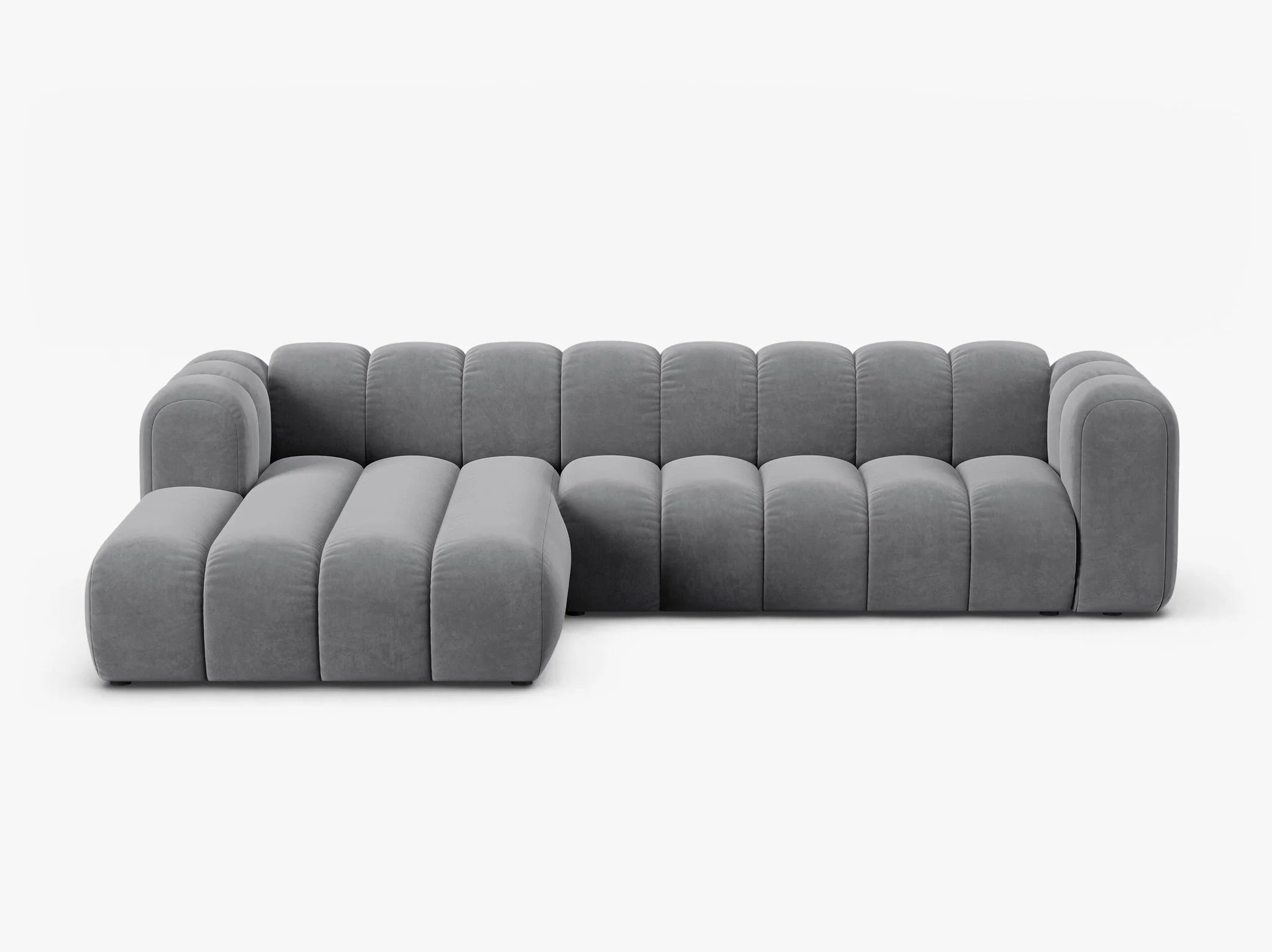 Grandé Ecksofa (links) in Samt, 290 cm Breite - Modulsofa