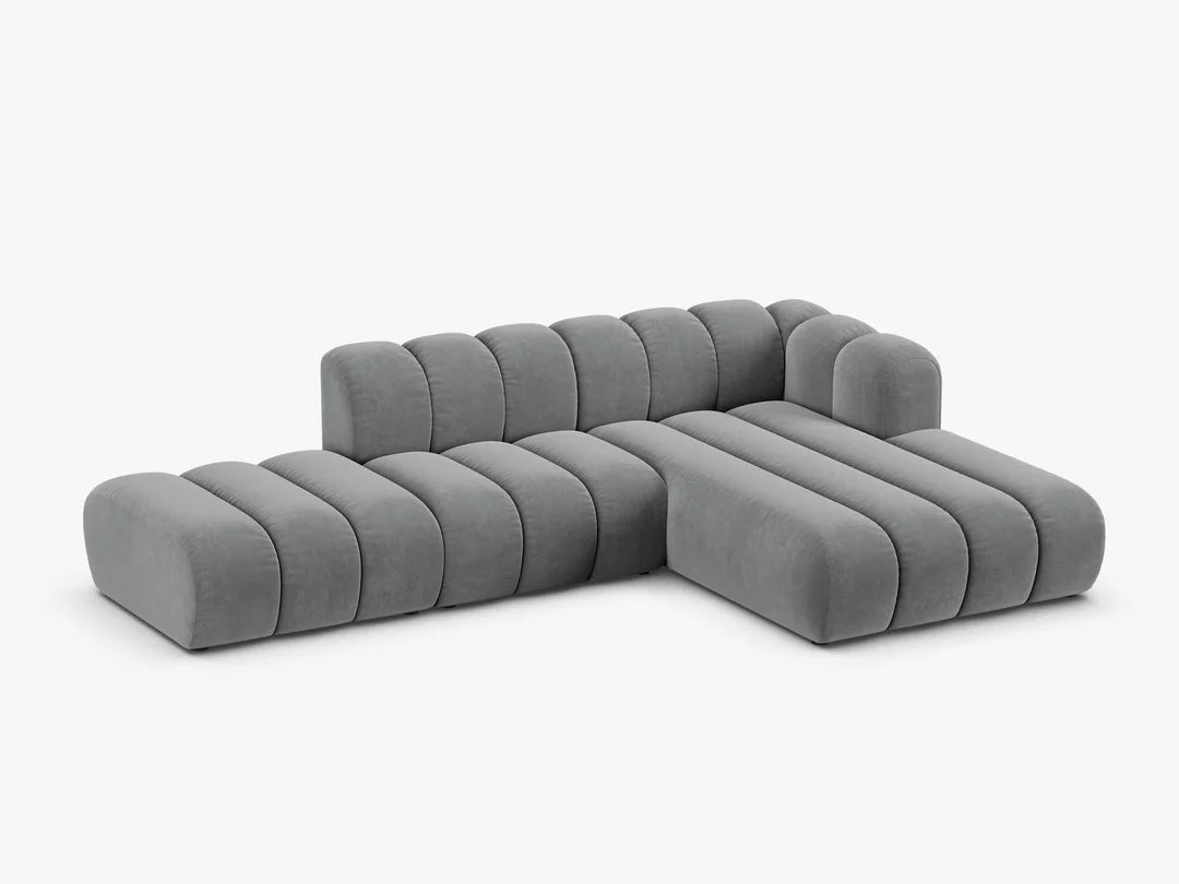Grandé Ecksofa (rechts) in Samt, 299 cm Breite - Modulsofa-7