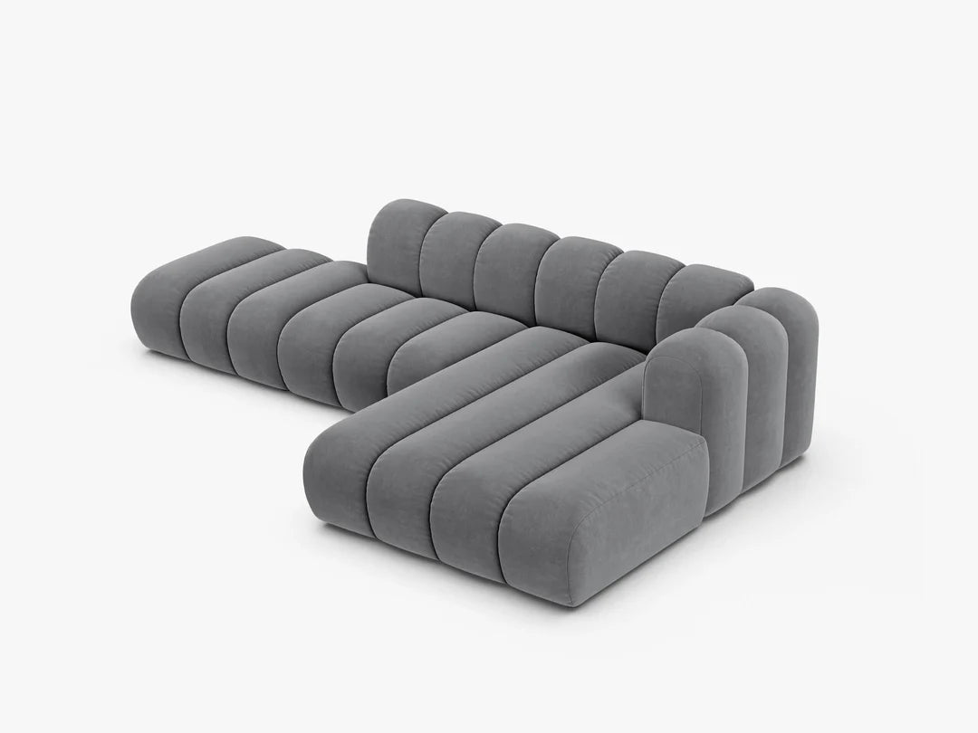 Grandé Ecksofa (rechts) in Samt, 299 cm Breite - Modulsofa-8