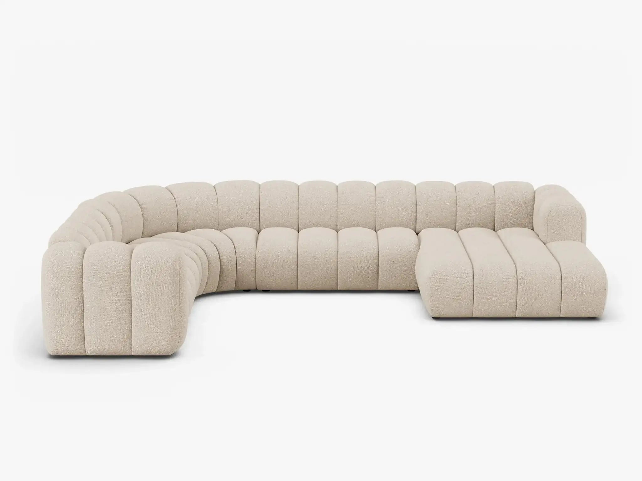 Grandé Sofa Wohnlandschaft (links) in Bouclé, 370 cm Breite - Modulsofa