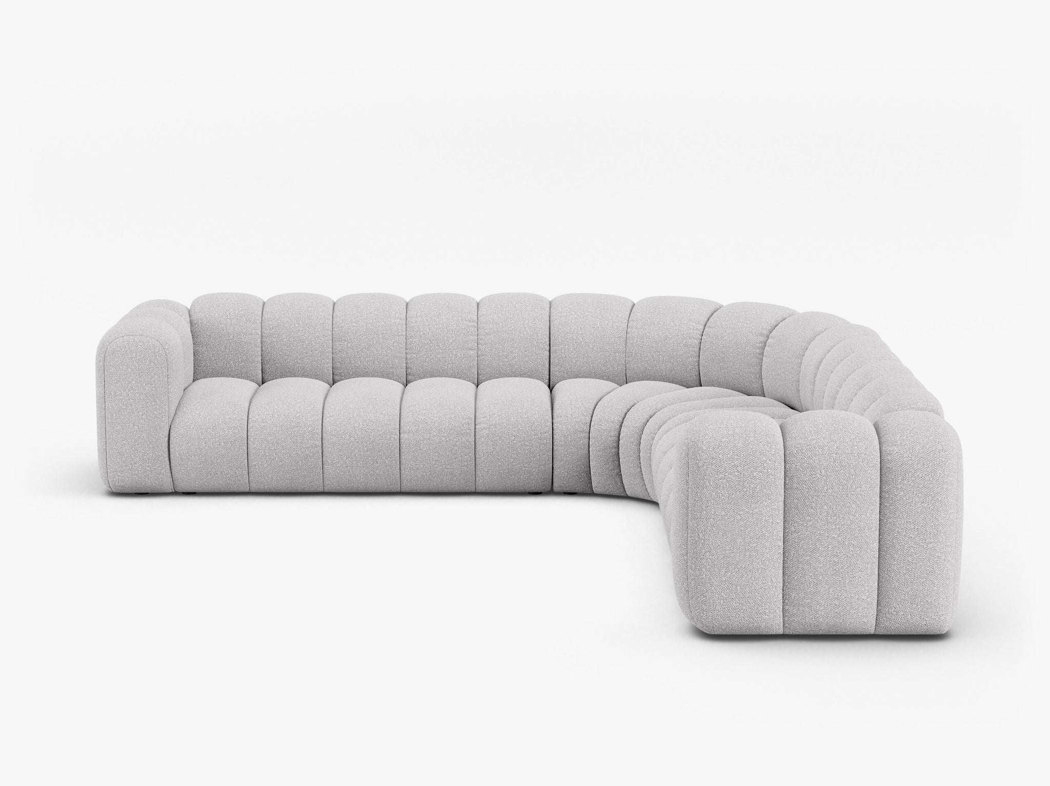 Grandé abgerundes Ecksofa in Bouclé, 280 cm Breite - Modulsofa-2