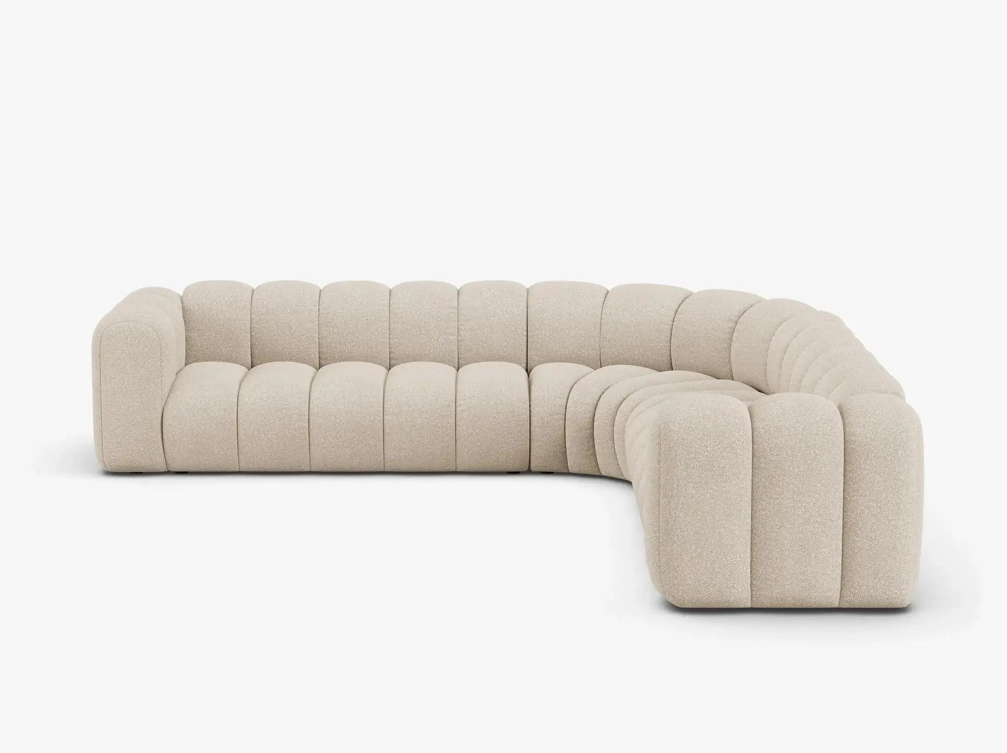 Grandé abgerundes Ecksofa in Bouclé, 280 cm Breite - Modulsofa