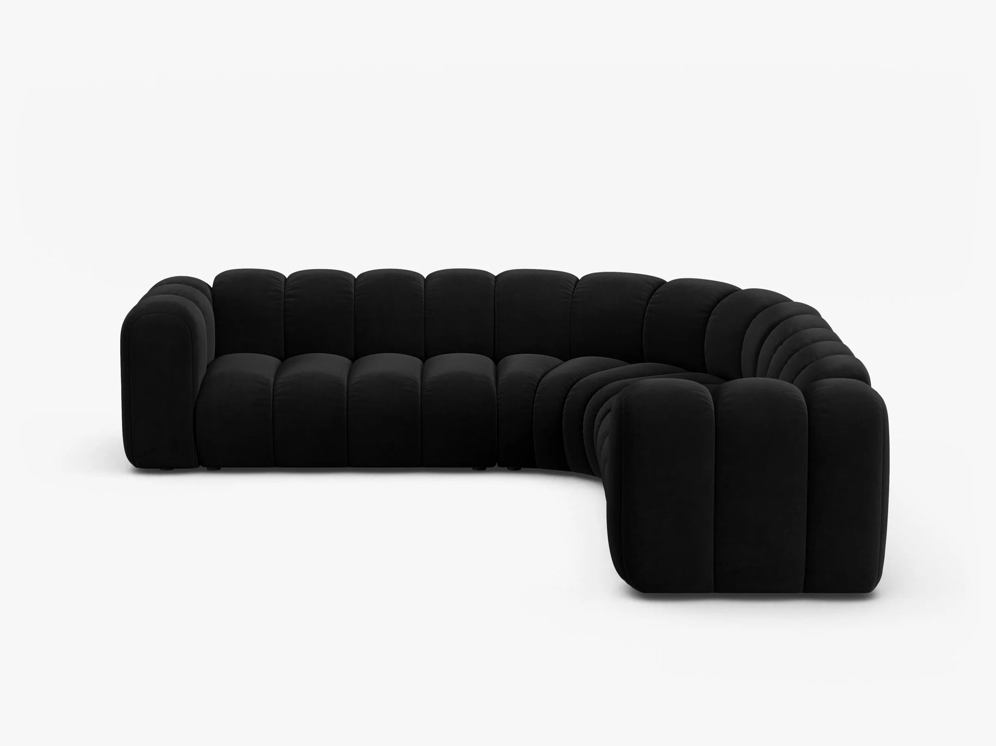 Grandé abgerundes Ecksofa in Samt, 280 cm Breite - Modulsofa-1