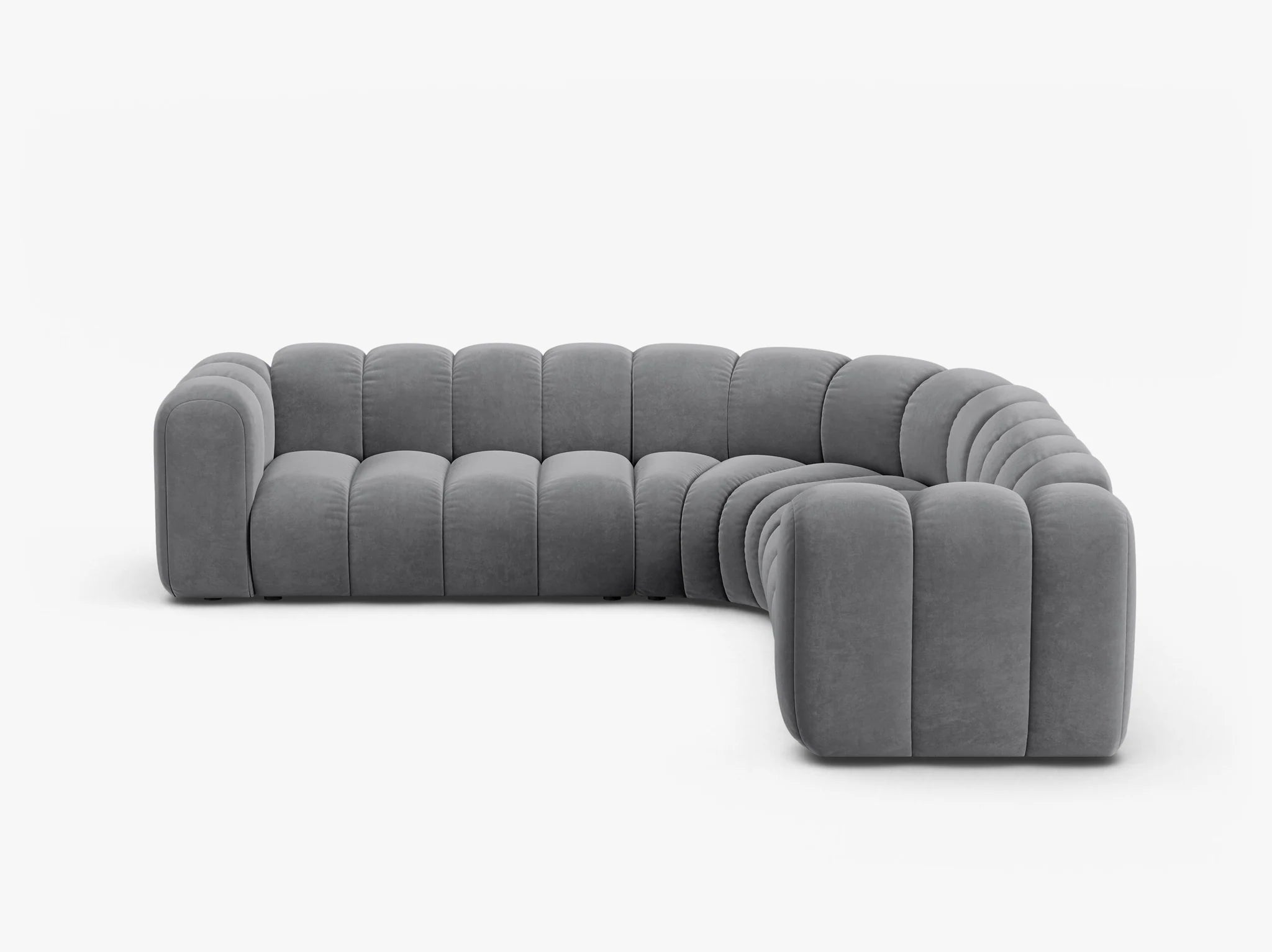 Grandé abgerundes Ecksofa in Samt, 280 cm Breite - Modulsofa-2