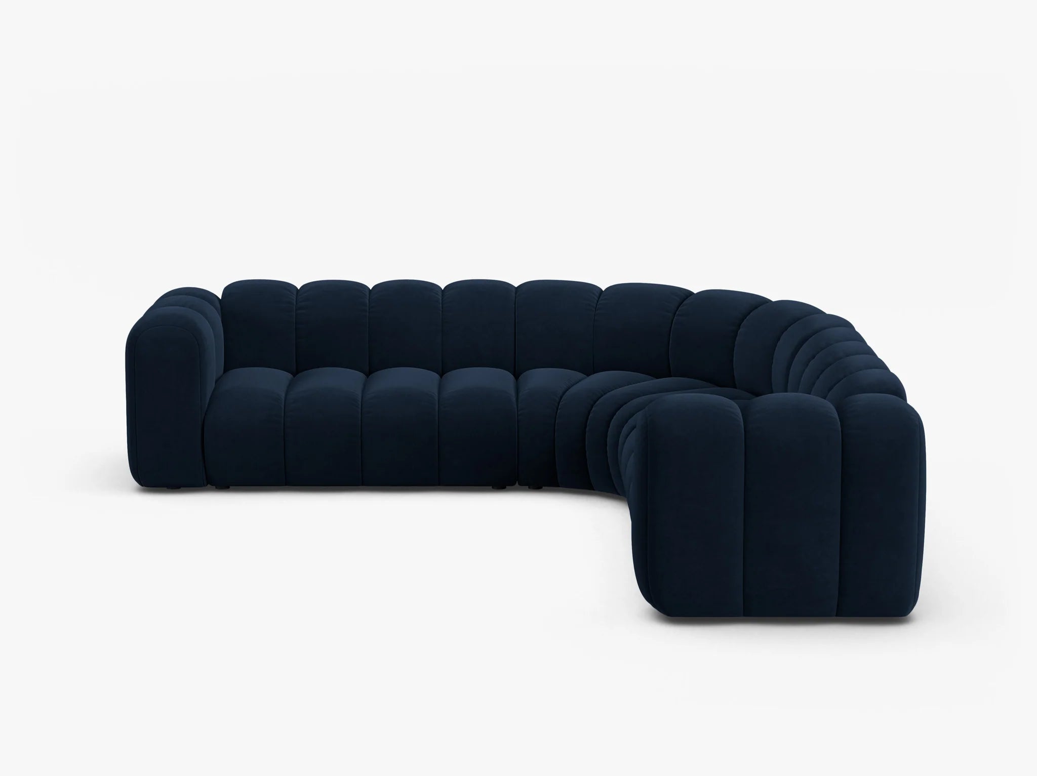 Grandé abgerundes Ecksofa in Samt, 280 cm Breite - Modulsofa-4