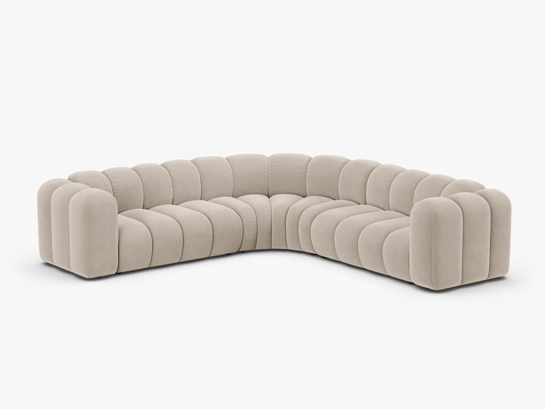 Grandé abgerundes Ecksofa in Samt, 280 cm Breite - Modulsofa-5