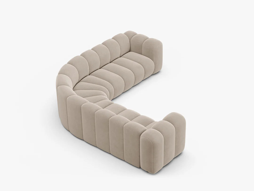 Grandé abgerundes Ecksofa in Samt, 280 cm Breite - Modulsofa-7