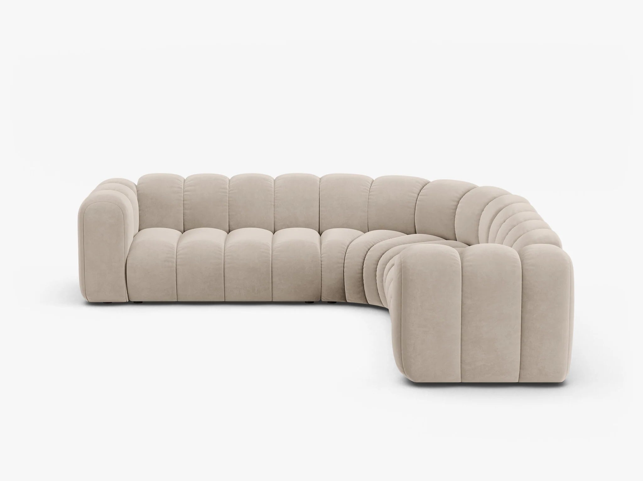 Grandé abgerundes Ecksofa in Samt, 280 cm Breite - Modulsofa