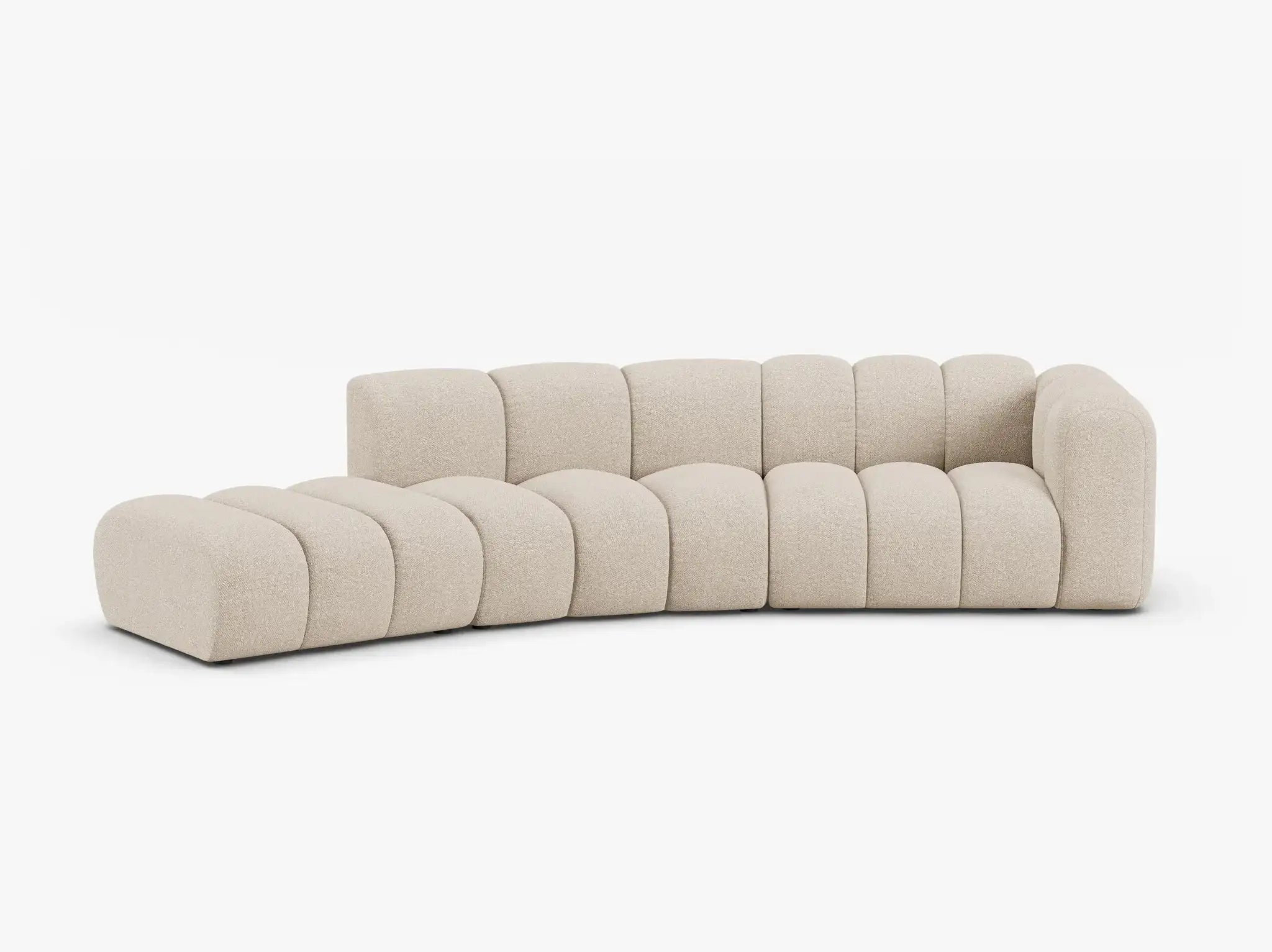 Grandé abgerundet (links) in Bouclé, 335 cm Breite - Modulsofa