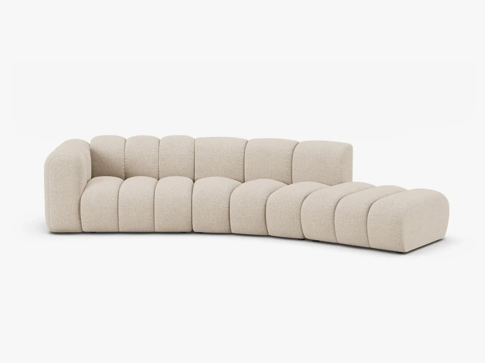 Grandé abgerundet (rechts) in Bouclé, 335 cm Breite - Modulsofa