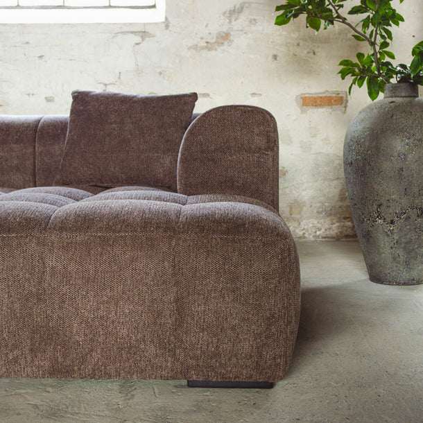 Bora Ecksofa (rechts) in Bouclé Braun, 240 cm Breite | PolsterOase