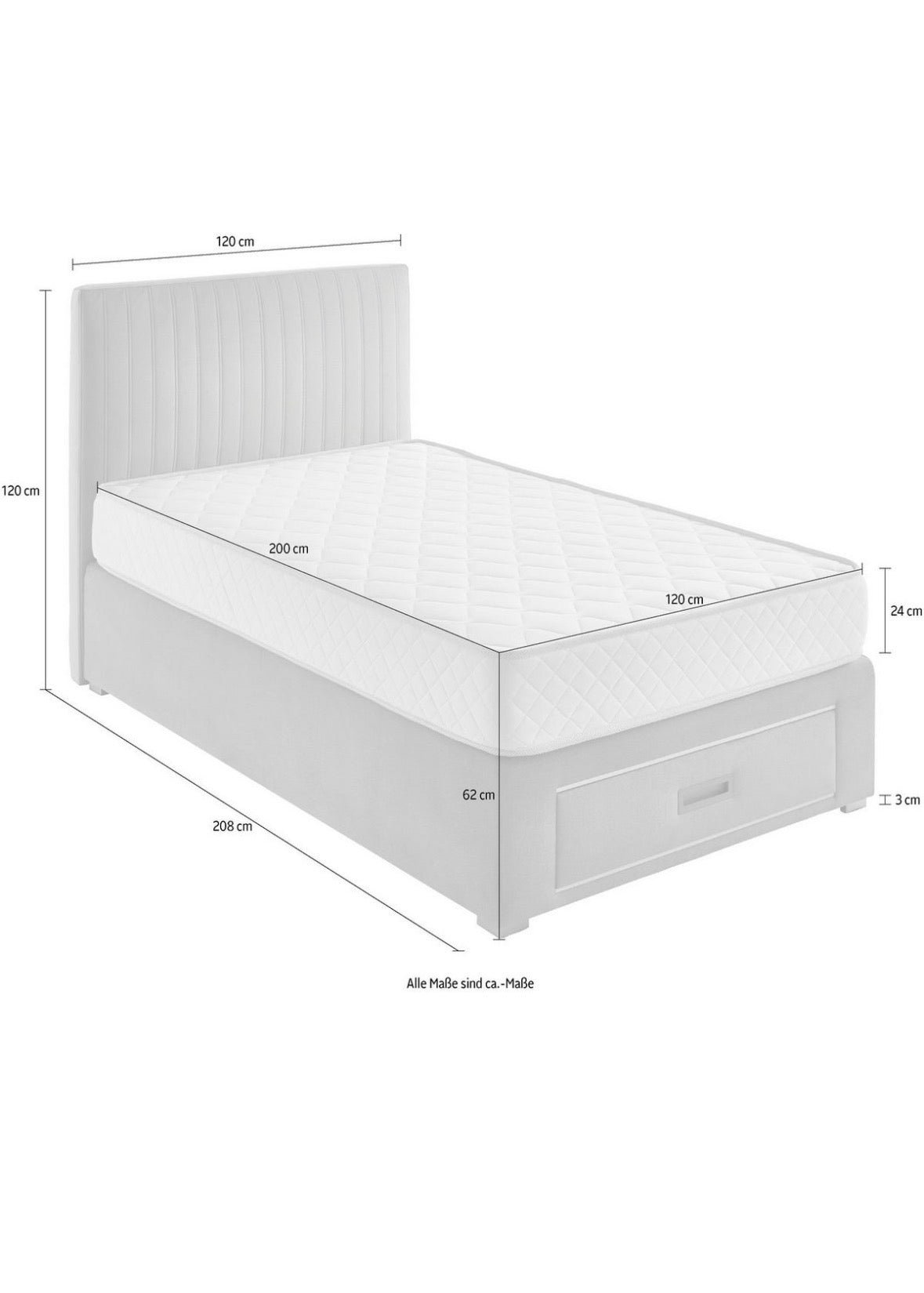 Veganes Boxbett 120x200 mit Matratze - POLSTEROASE