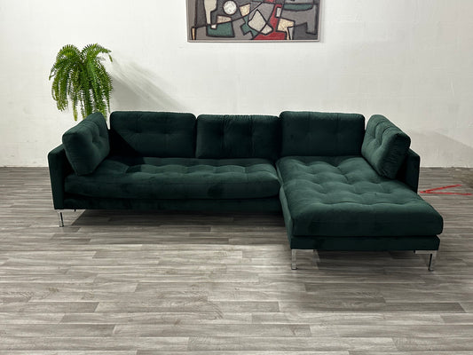 Modernes Ecksofa L-Form in Samt Grün