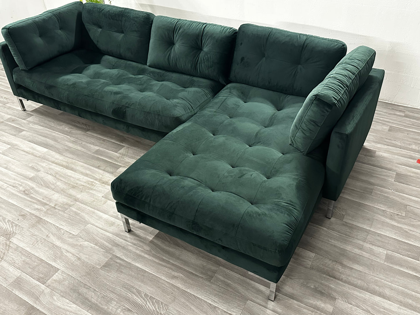 Modernes Ecksofa L-Form in Samt Grün