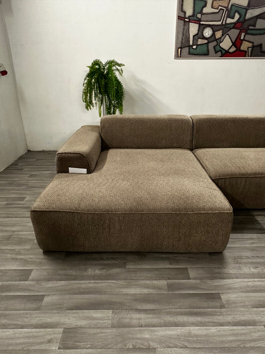 Ecksofa L-Form / Modulsofa in Teddy Braun